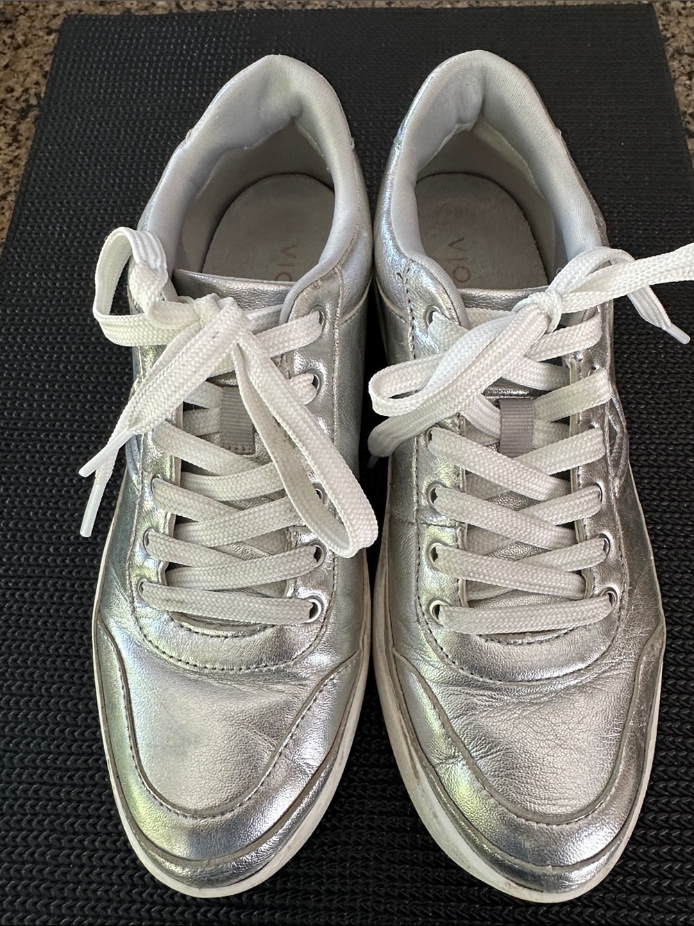 Women's Vionic Metallic Silver leather Sneakers size 8